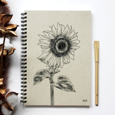 Notizbuch aus Graspapier, Sonnenblume