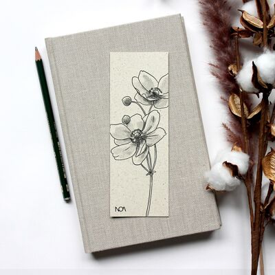 Grass paper bookmark, autumn anemone