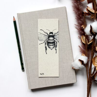 Marque-page en papier d'herbe, abeille sauvage