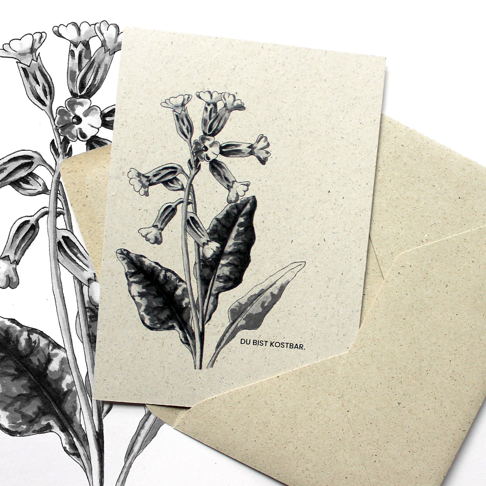 Grußkarte aus Graspapier, Schlüsselblume