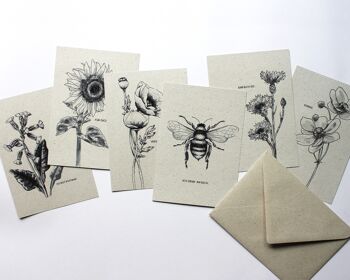 Carte de voeux en papier d'herbe, abeille sauvage 4