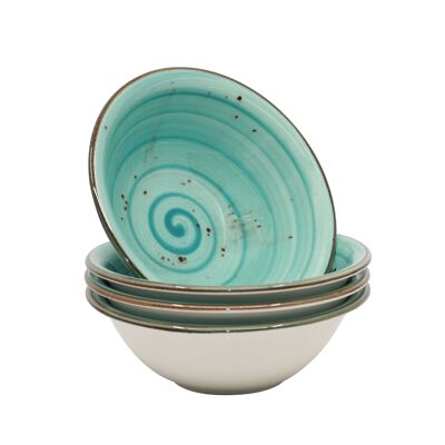 Porcelain Bowls, 18cm, Wave Style, Set of 4