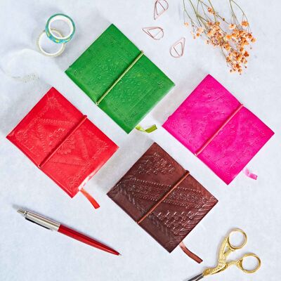 Mini Embossed Leather Notebook