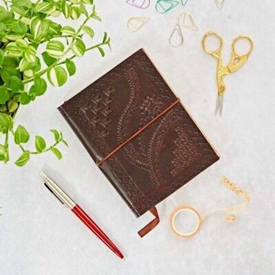 Medium Chocolate Embossed Leather Notebook