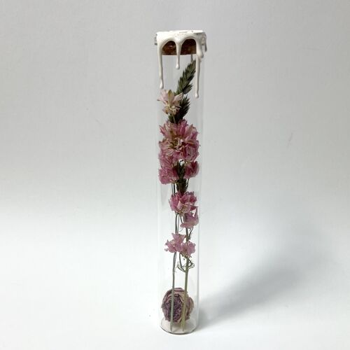 Standing Tube Esperanza filled with Dried Florals with White wax