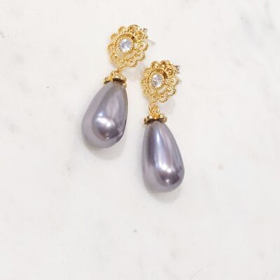 Pearl earrings GRACE purple