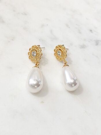 Boucles d'oreilles perles GRACE blanc