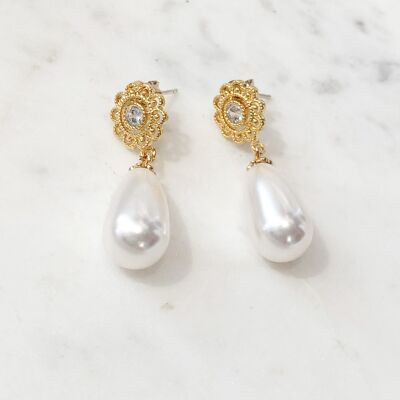 Boucles d'oreilles perles GRACE blanc