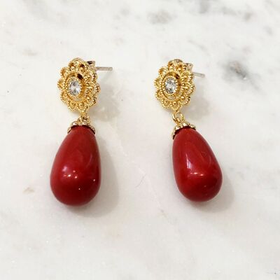 Pearl earrings GRACE coral