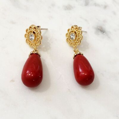 Boucles d'oreilles perles GRACE corail