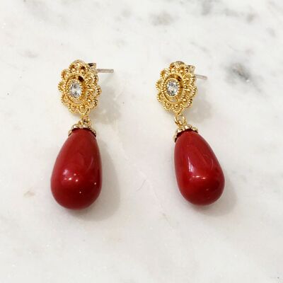 Pearl earrings GRACE coral