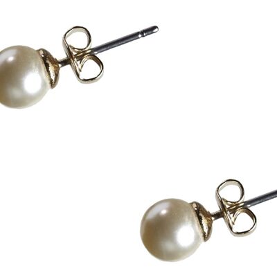 Pearl ear studs 6 mm cream gold