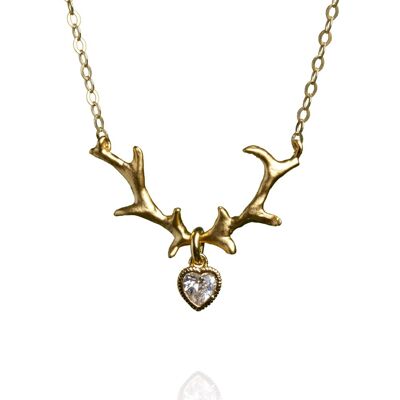 Gold-plated ANTLER heart necklace