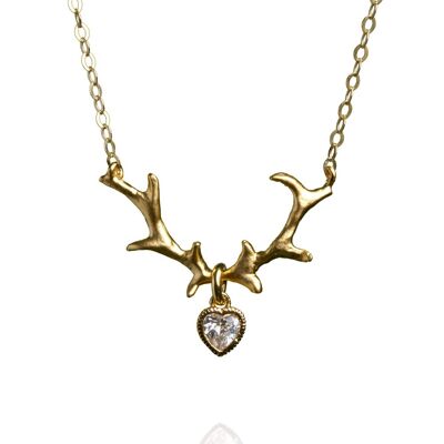 Gold-plated ANTLER heart necklace