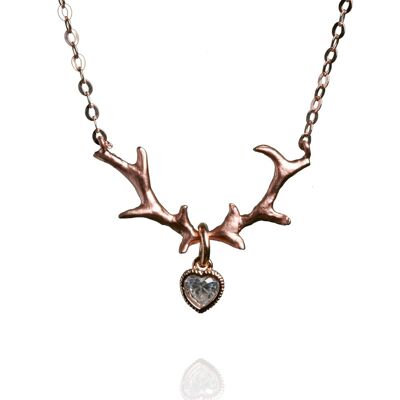 Antler heart necklace rose gold plated