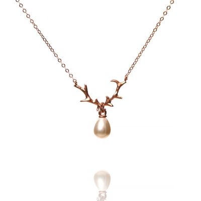 Antler bead necklace rose gold plated