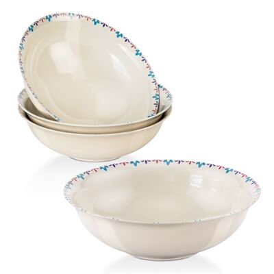 Porcelain Bowls, 18cm, Lilly Style, Set of 4