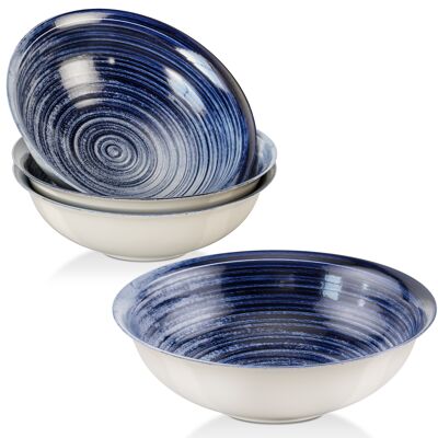Porcelain Bowls, 18cm, Deep Ocean Style, Set of 4