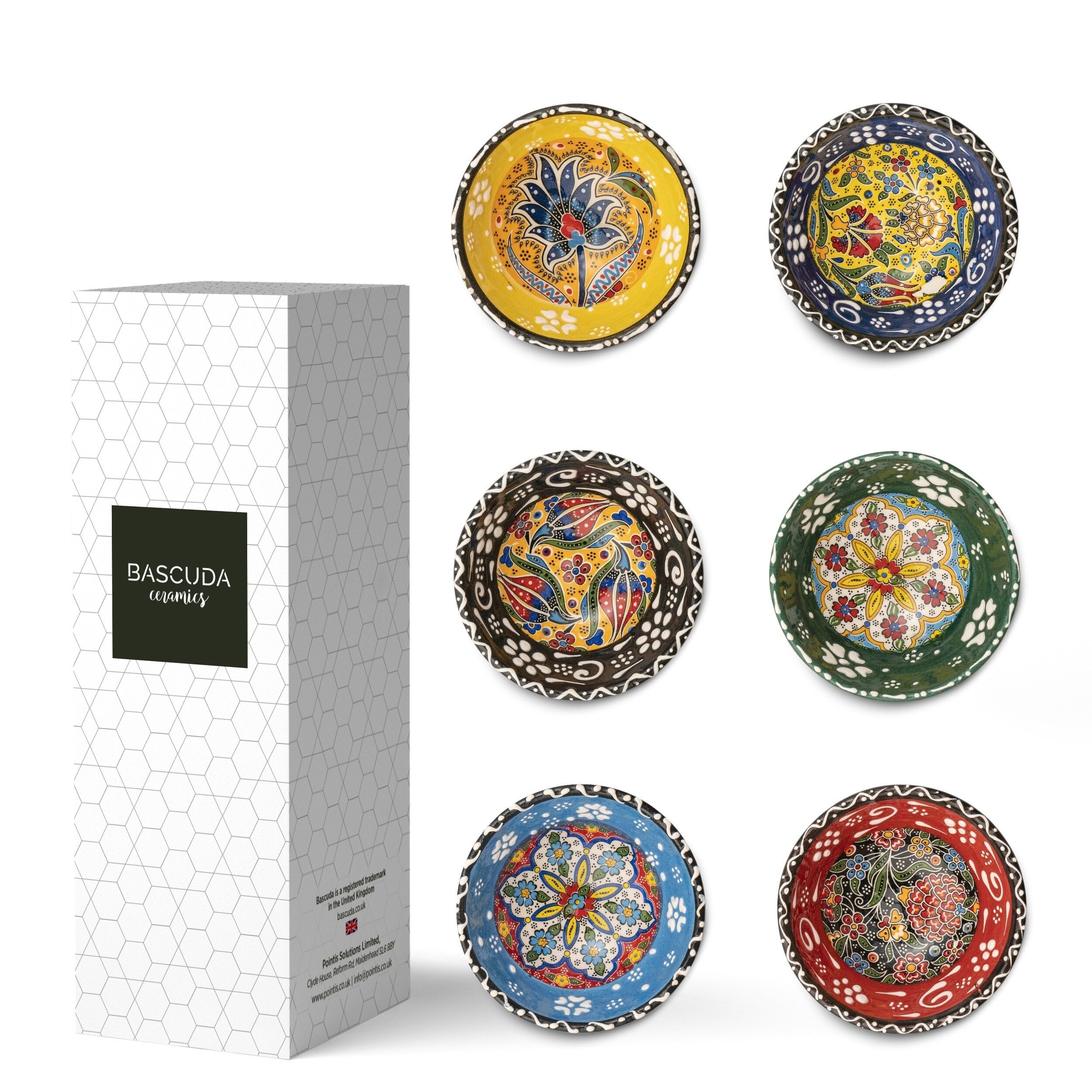 Small Ceramic Bowls, 8cm, Mexican Style, Set of 6