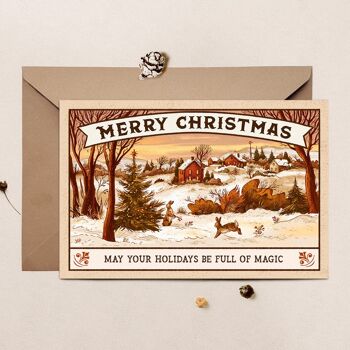 Carte postale de Noël de Rabbit Hill 1