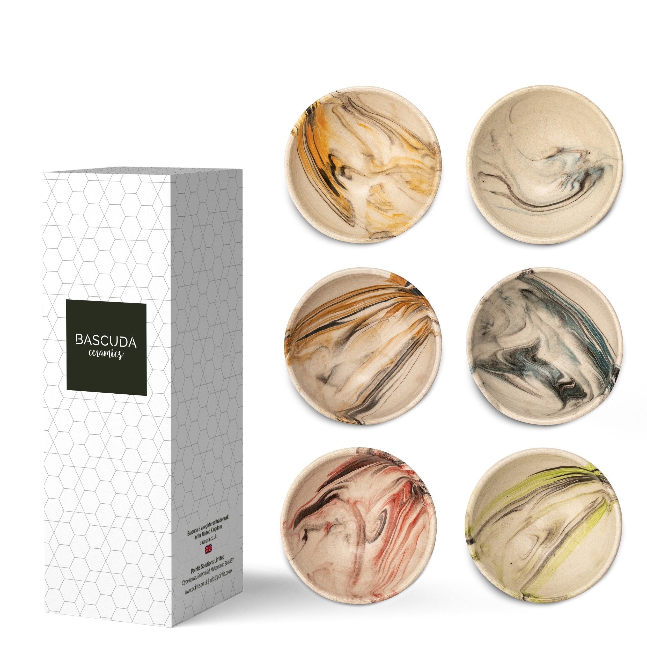 Cuencos pequeños de cerámica, 8 cm, estilo moka, juego de 6