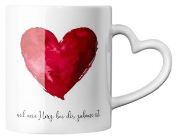 Mug avec dicton pour petite amie et petit ami : "parce que mon cœur est à la maison avec toi" par Herzfunkeln 1