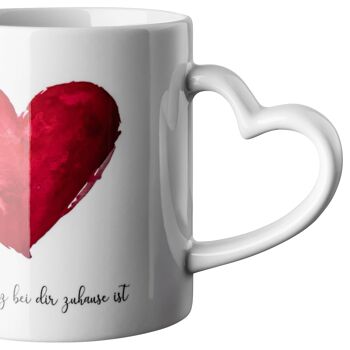 Mug avec dicton pour petite amie et petit ami : "parce que mon cœur est à la maison avec toi" par Herzfunkeln 3