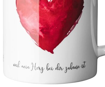 Mug avec dicton pour petite amie et petit ami : "parce que mon cœur est à la maison avec toi" par Herzfunkeln 4