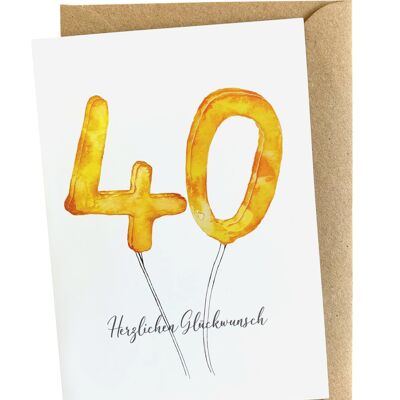 Geburtstagskarte zum 40. Geburtstag: Karte für runden Geburtstag von Herzfunkeln