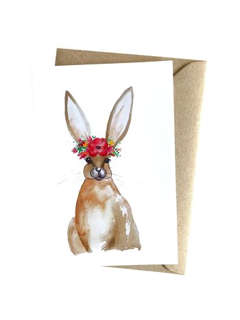 Carte de Pâques avec lapin de Pâques et couronne de fleurs : Joyeux cadeau de Pâques de Herzfunkeln 1