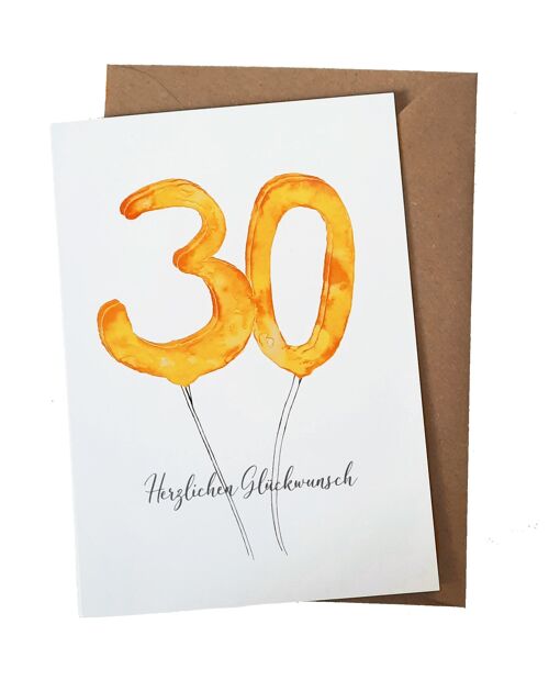 Geburtstagskarte zum 30. Geburtstag: Karte für runden Geburtstag von Herzfunkeln