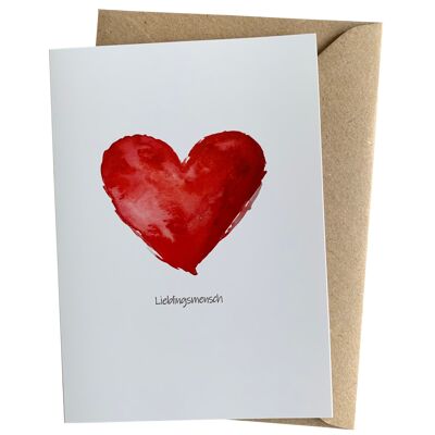 Tarjeta de amor con corazón: Tarjeta de persona favorita para novia o novio de Heart Sparkles