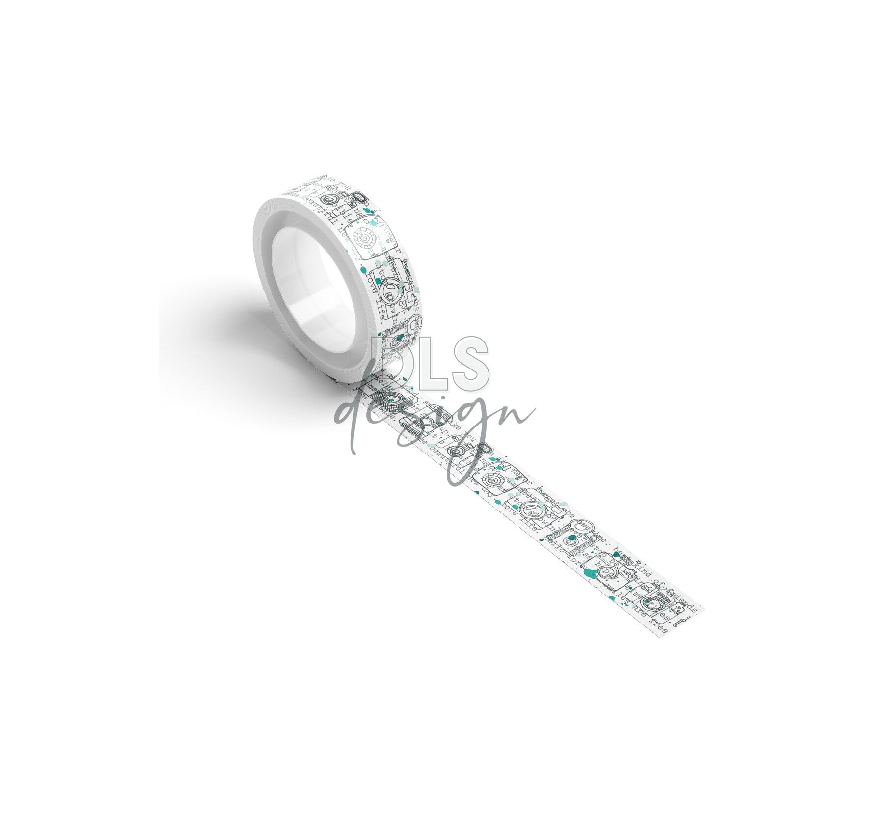 Washi Tape Scripted Camera Peacock Dots