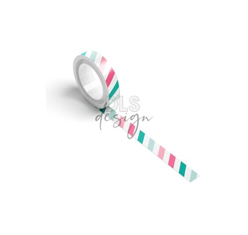 Washi Tape Mint and Pink Stripes