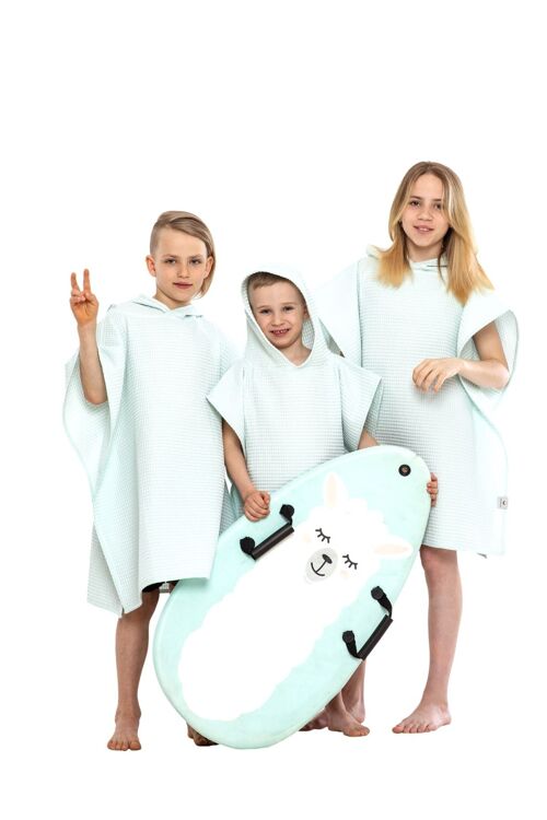 Towel poncho with hood for kids MINT L size