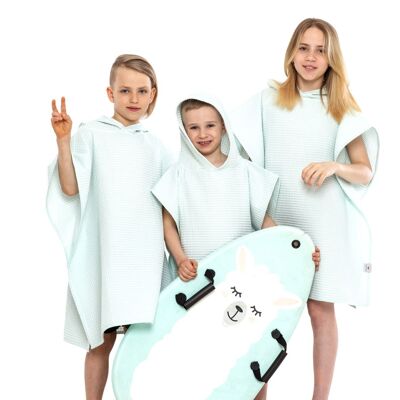 Towel poncho with hood for kids MINT L size