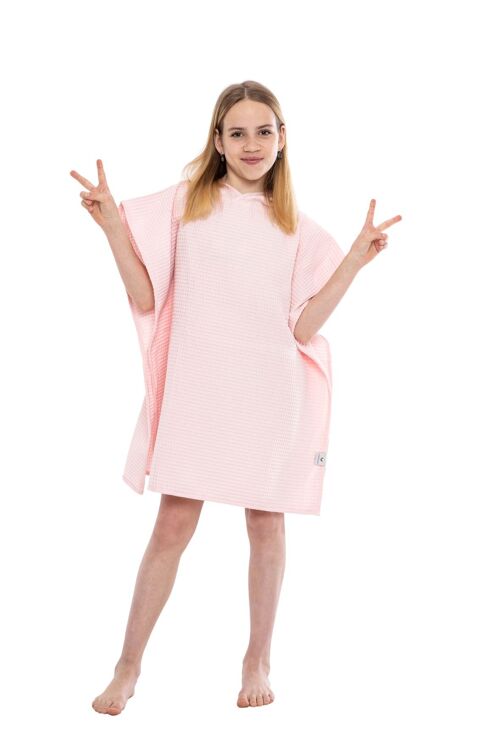 Beach and bath poncho with hood for kids, BLUSH S size