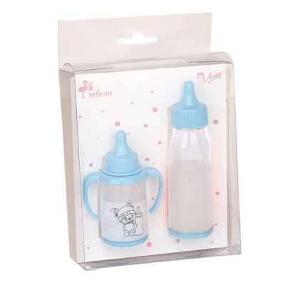 BABY BOTTLE WITH BLUE HANDLE