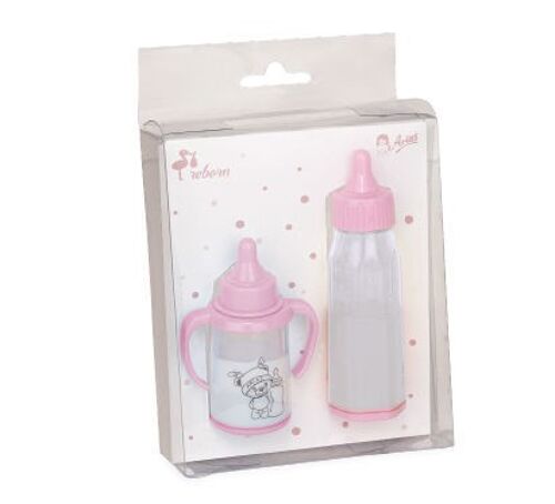 Baby bottle with pink handle