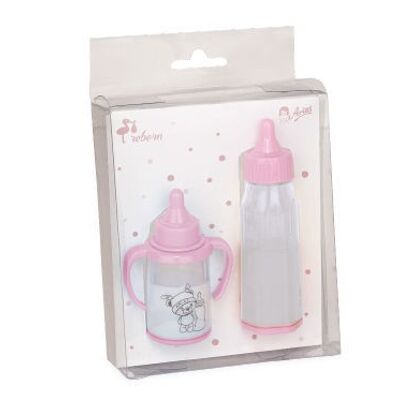 Baby bottle with pink handle