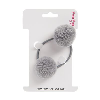 Bobble per capelli con doppio pon pon grigio pallido