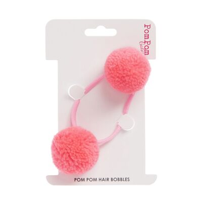 Bobble per capelli con doppio pon pon rosa cipria