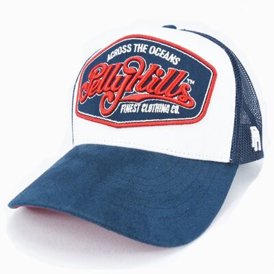 Across the Oceans Trucker Cap aus blau-weißem Wildleder