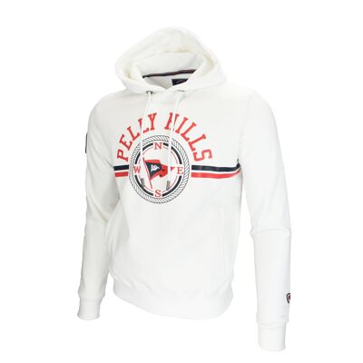 Weißer Hoodie RING SEIL rot