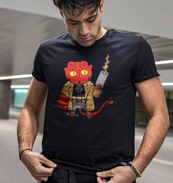 T-shirt Hellcat - Tshirt Parodie Personnage Comics Hellboy 2