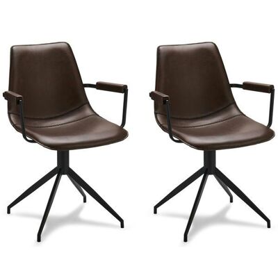 Conjunto de 2 sillas de comedor con reposabrazos en marrón oscuro Isabel