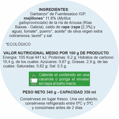 Potaje de Garbanzos de Fuentesaúco con Mejillones en Caldo de Rape