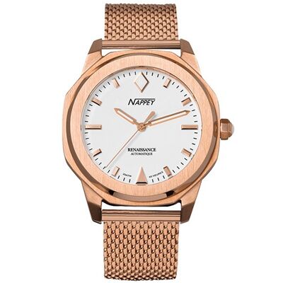 NAPPEY RENAISSANCE ROSE GOLD AND WHITE MILANESE - 11,5 x 9,4 x 7,25