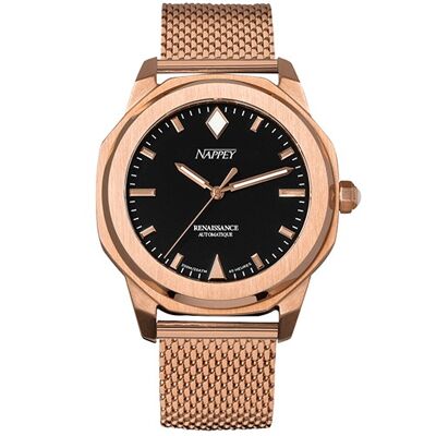 NAPPEY RENAISSANCE ROSE GOLD AND BLACK MILANESE - 11,5 x 9,4 x 7,26
