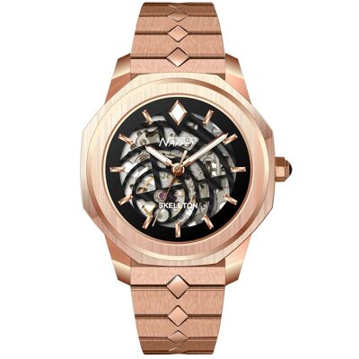 NAPPEY SKELETON SIGNATURE ROSE GOLD AND BLACK - 11,5 x 9,4 x 7,37